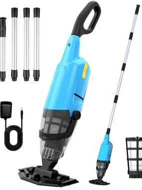 Pool Vacuum for Above Ground Pool, 2026 Upgraded Handheld Pool Vacuums W/4-Secti